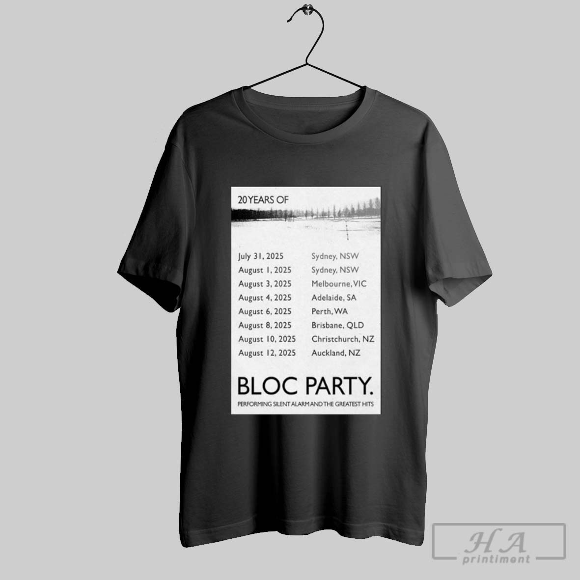 Original 2025 Australia New Zealand Tour 20 Years Of Bloc Party T Shirt