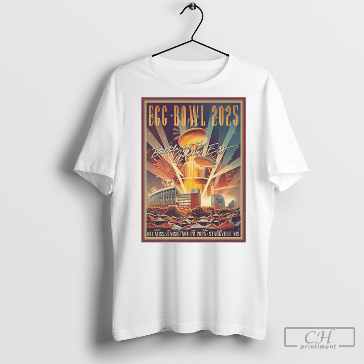 Original Egg Bowls Battle For The Golden Egg Ole Miss Rebels Vs Mississippi State Bulldogs Ncaa Game Day Nov 28 2025 T Shirts