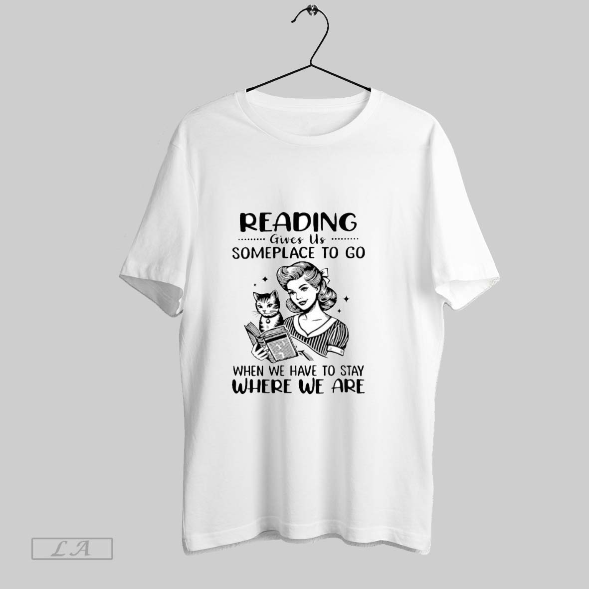 Original Girl And Cat Reading Gives Us Someplace To Go T Shirt Shirt