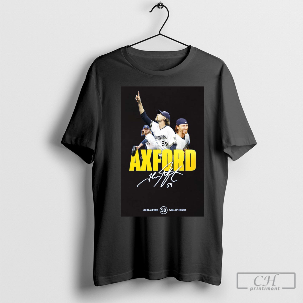 Original John Axford Milwaukee Brewers Wall Of Honor Induction Signature T Shirts