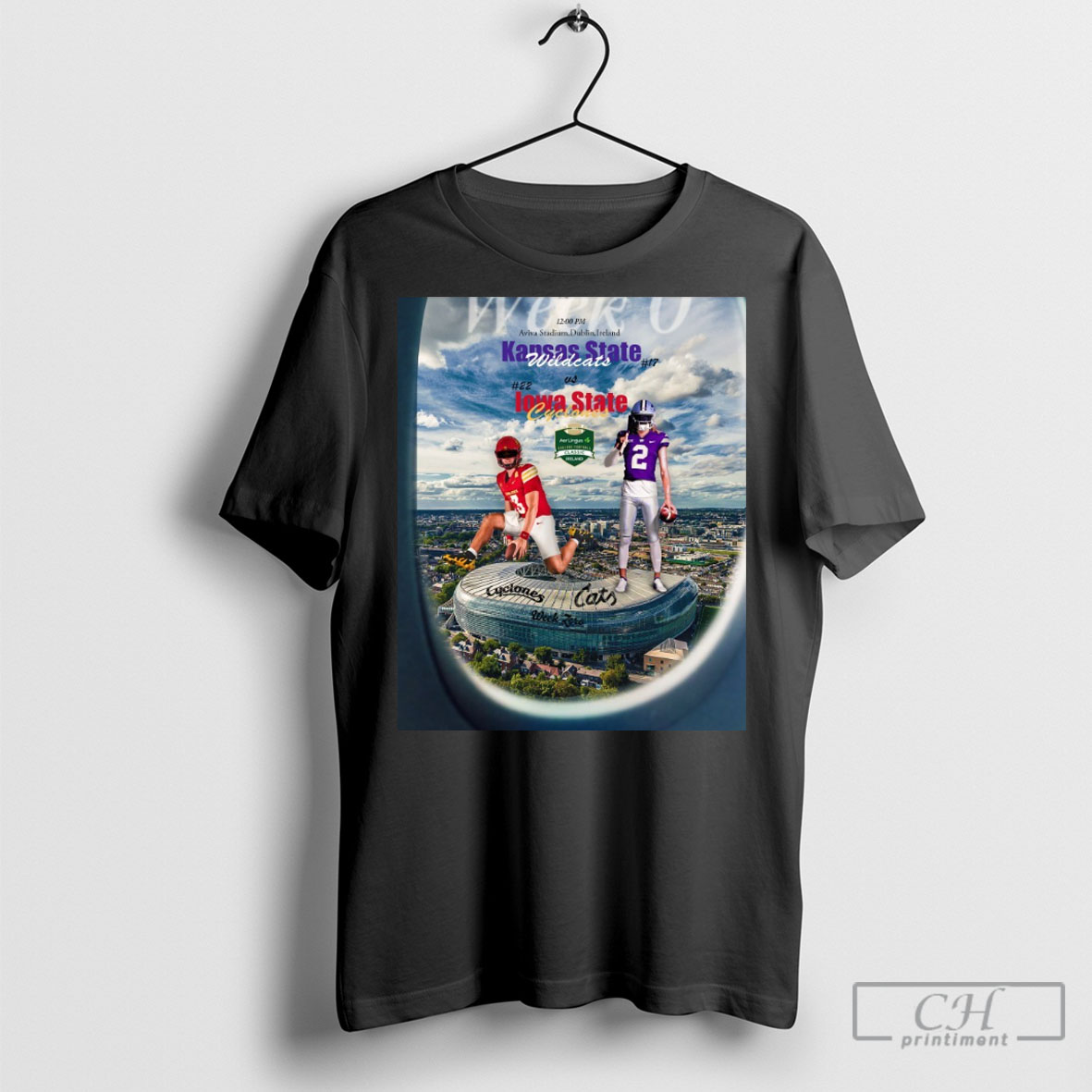 Original Kansas State Wildcats Vs Iowa State Cyclones Aviva Stadium Dublin Ireland 2025 Aer Lingus College Football Classic T Shirts