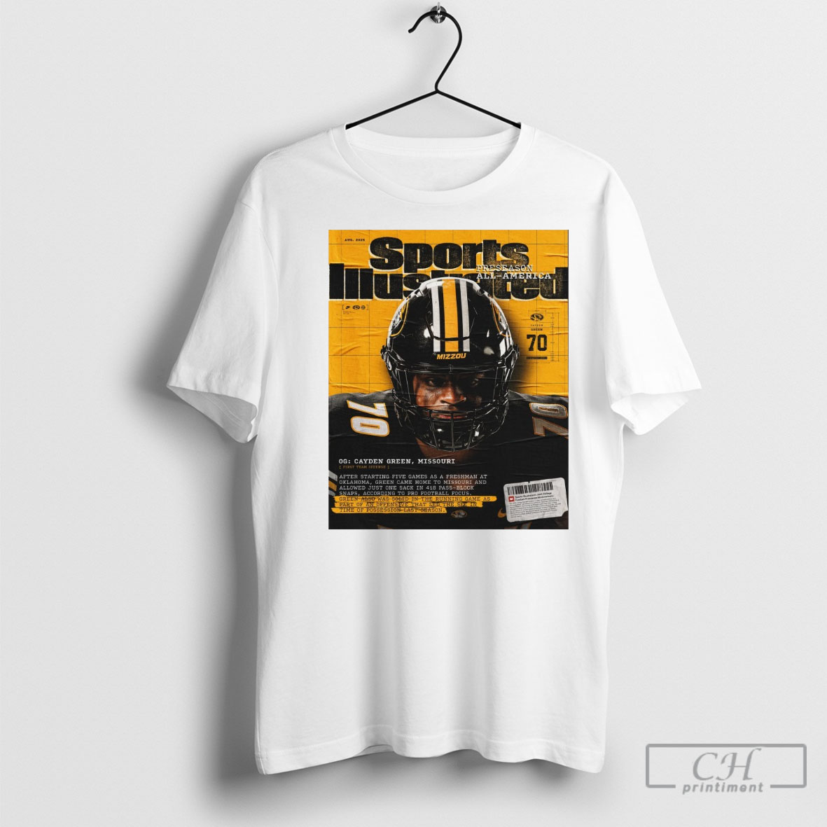 Original Missouri Tigers Cayden Green Sports Illustrated All America Team August 2025 T Shirts