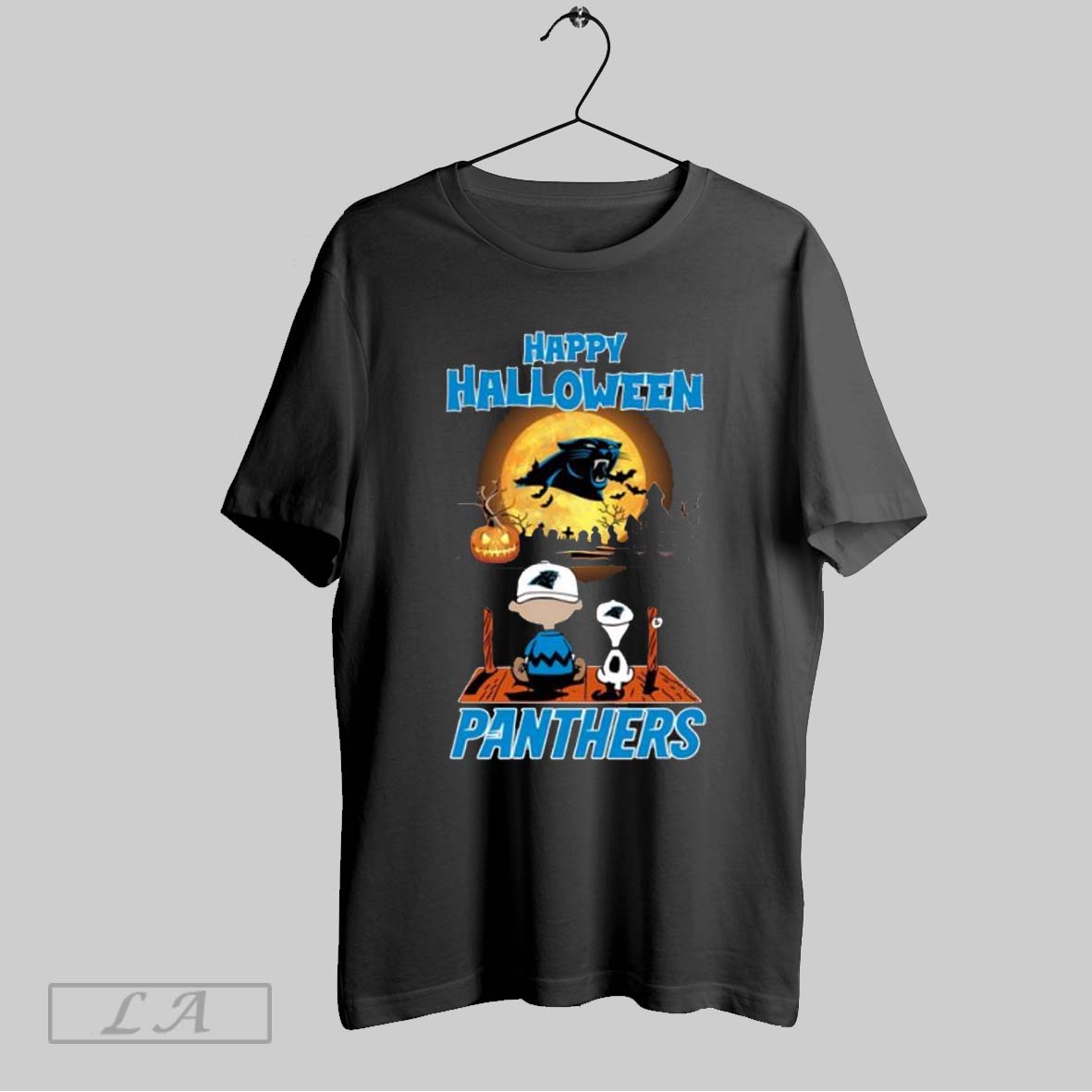 Original Snoopy And Charlie Brown X Carolina Panthers Happy Halloween T Shirt