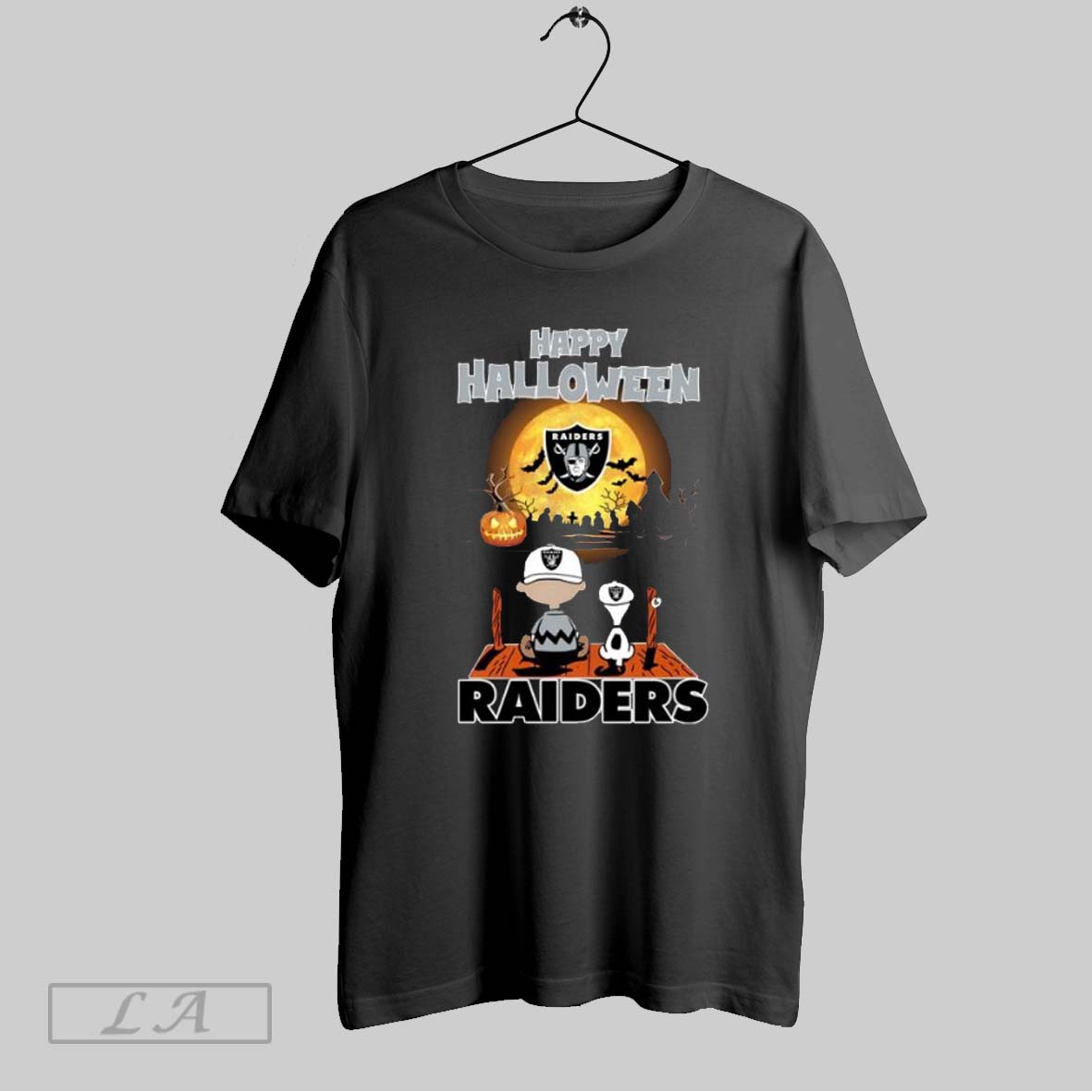 Original Snoopy And Charlie Brown X Las Vegas Raiders Happy Halloween T Shirt