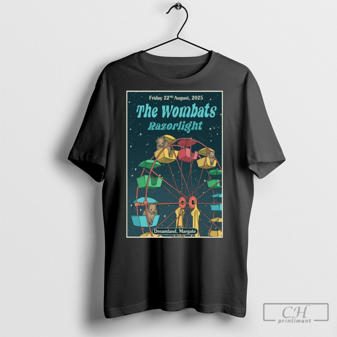 Original The Wombats Razorlight Friday August 22 2025 Dreamland Margate T Shirts
