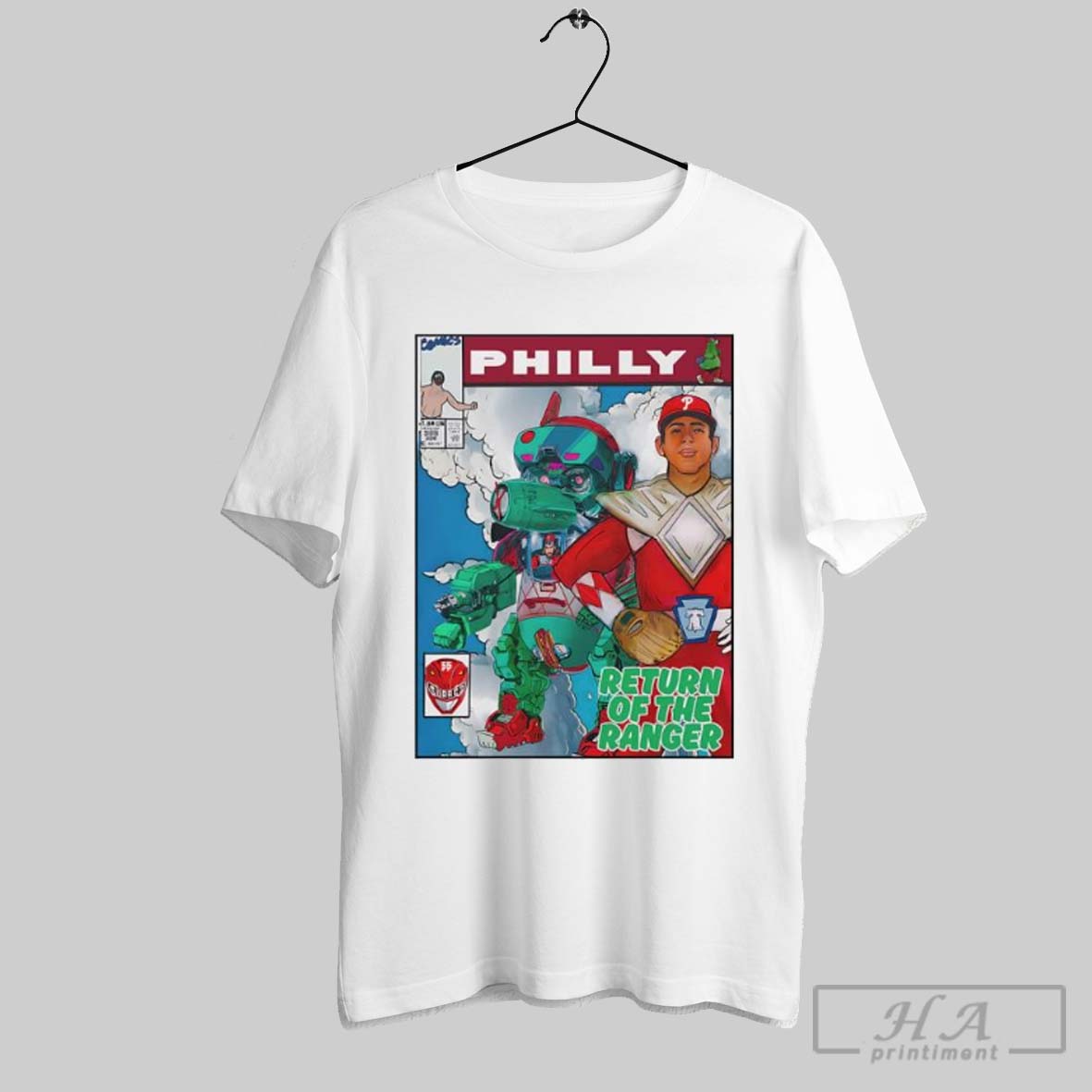 Philadelphia Phillies Baseball Return Of The Ranger Philly Comic Baseball Mech Parody Shirt
