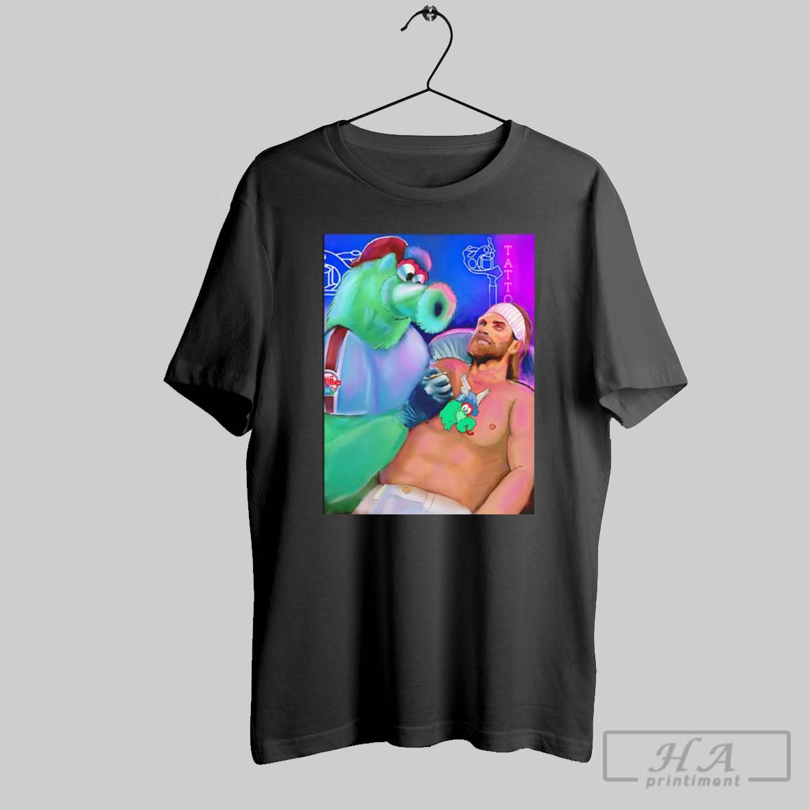 Philly Ink Session Green Mascot Tattoo Slugger Fan Art Shirt
