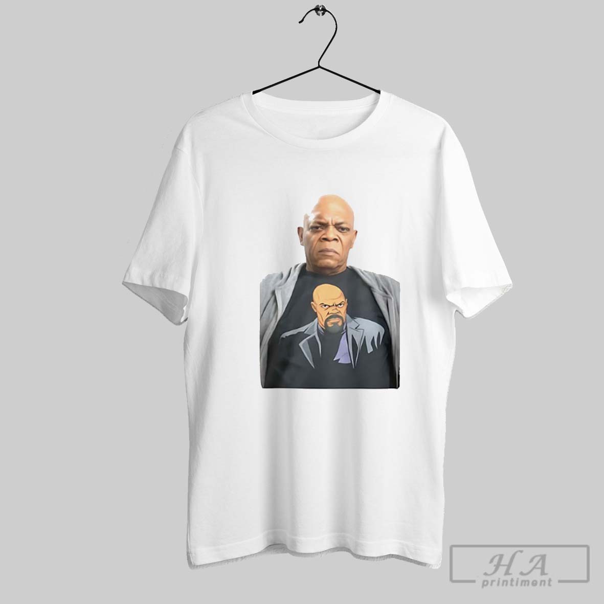 Samuel L Jackson Wearing Nick Fury Shirt