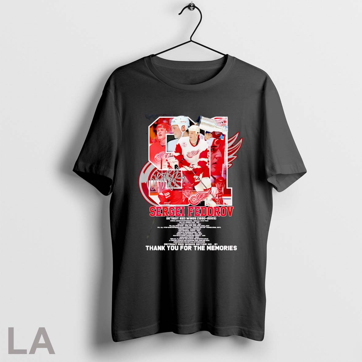Sergei Fedorov Detroit Red Wings 1990 2003 Thank You For The Memories T Shirt