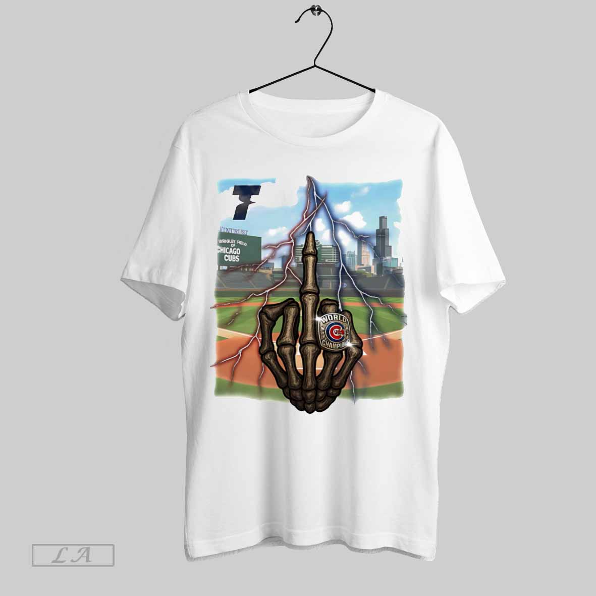 Skeleton Middle Finger Chicago Cubs Champions Shirt T Shirt