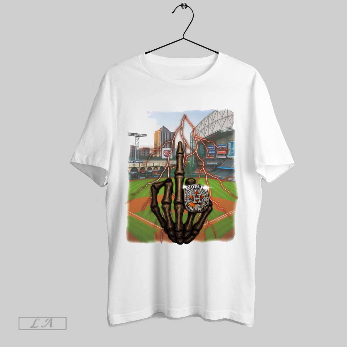 Skeleton Middle Finger Houston Astros Champions Shirt T Shirt