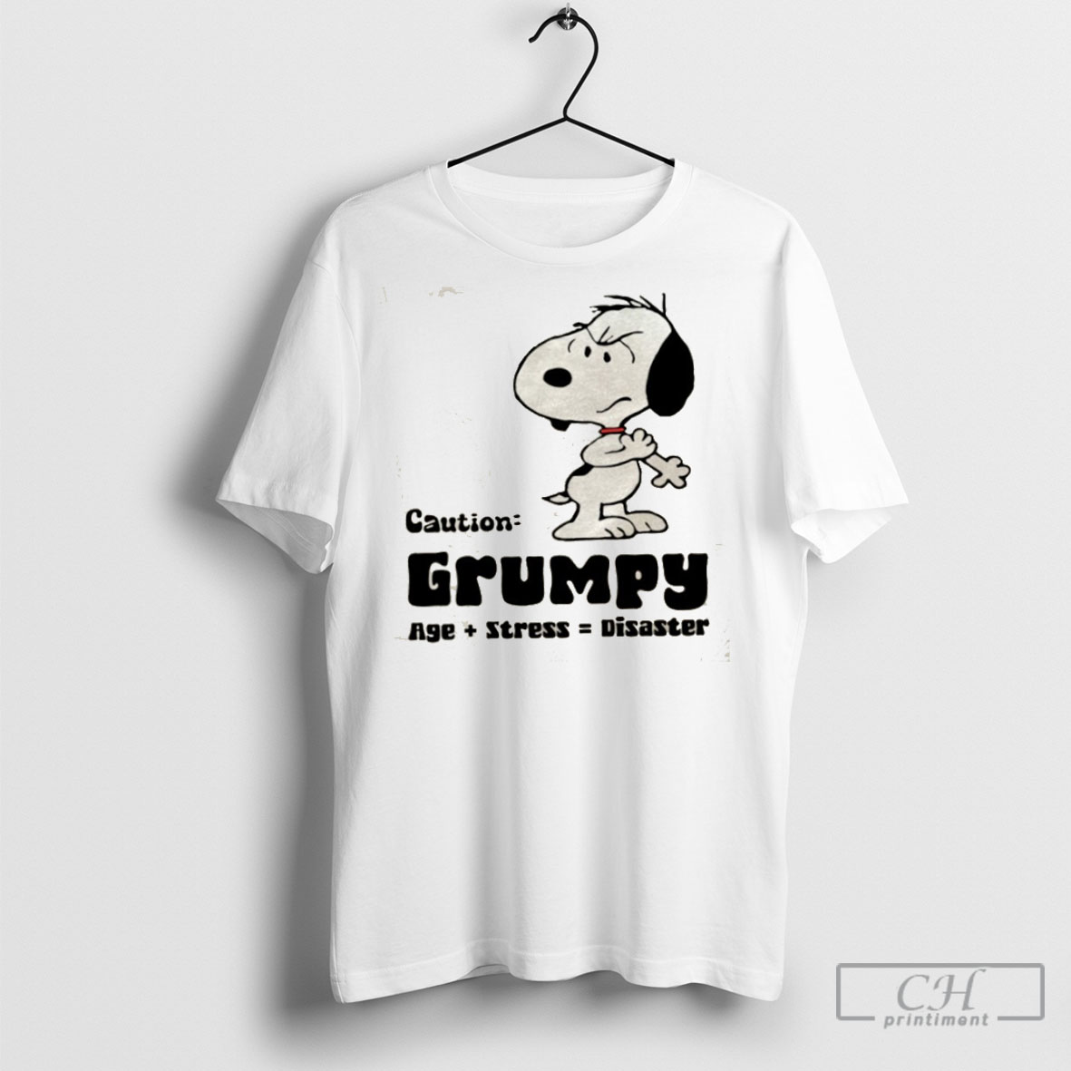 Snoopy Caution Grumpy Age Stress Disaster Shirt