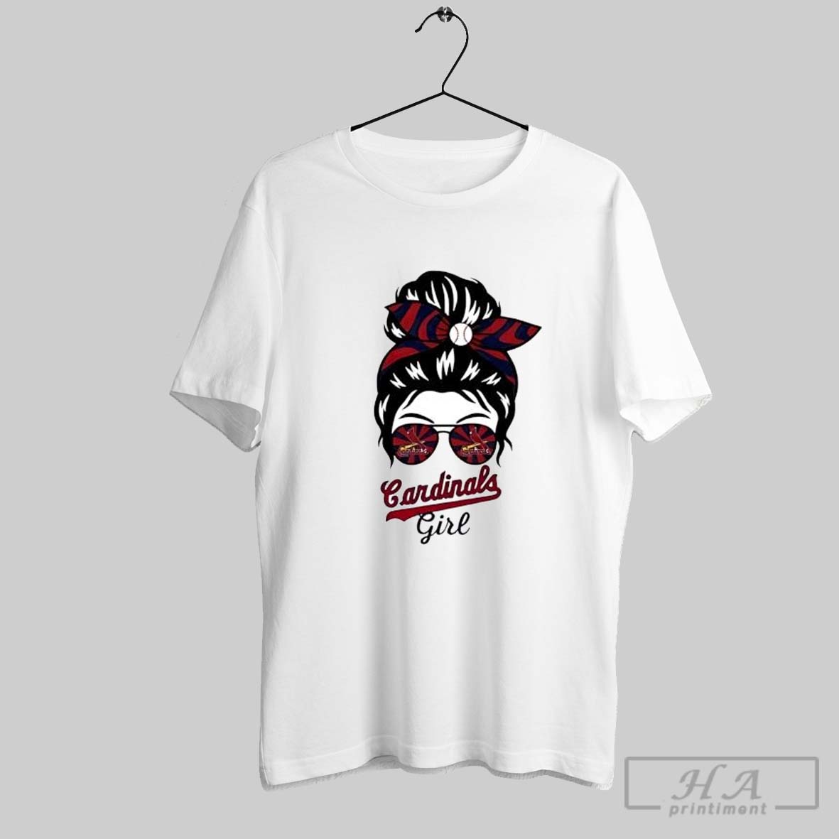 St Louis Cardinals Girl Messy Bun Glasses Shirt Hoodie Sweater Longsleeve And V Neck T Shirt