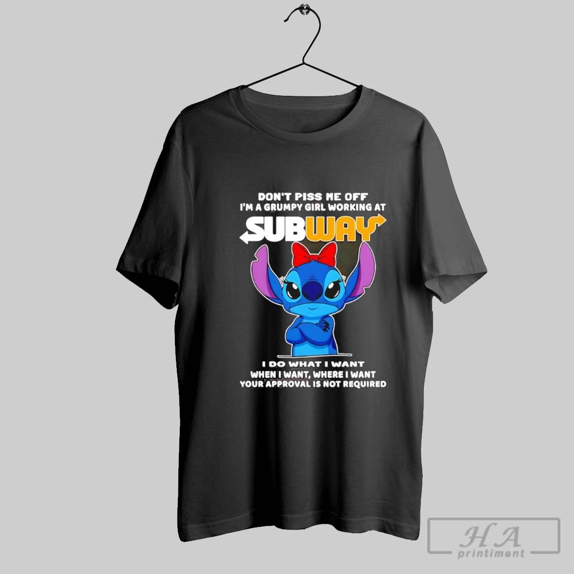 Stitch Dont Piss Me Off Im A Grumpy Girl Working At Subway Shirt
