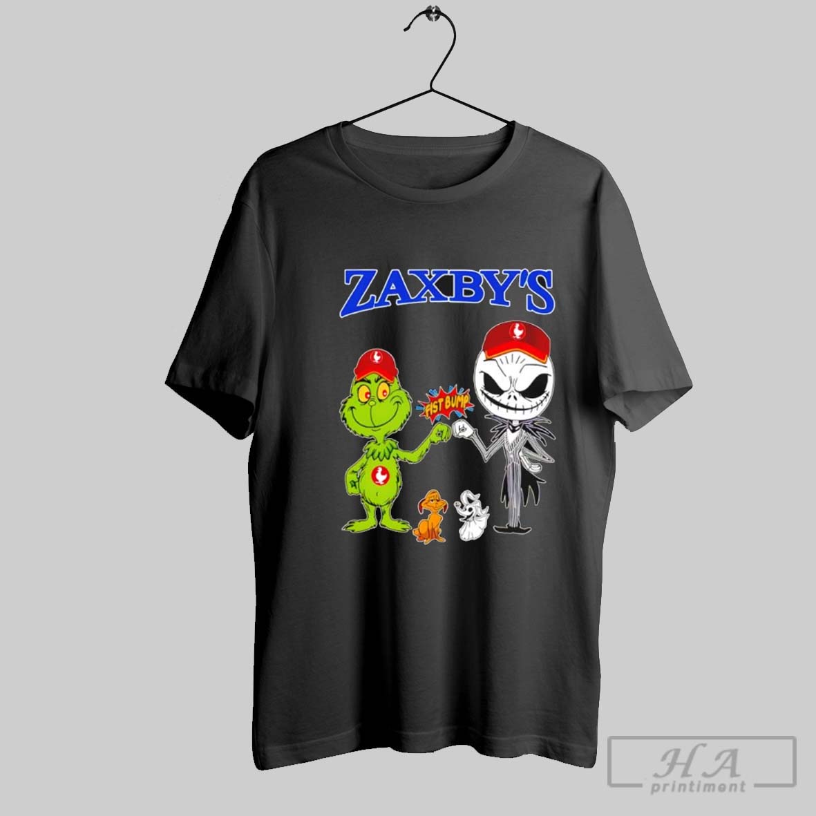 The Grinch Fist Bump Jack Skellington Zaxbys Logo Shirt