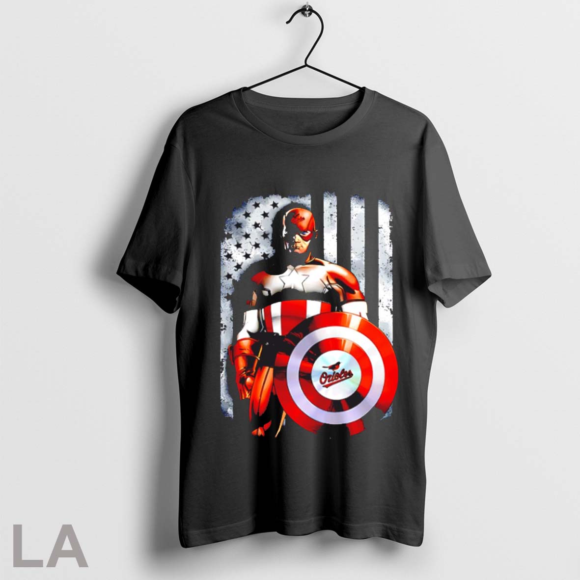 Top Baltimore Orioles Baseball Captain America Marvel American Flag Shirt