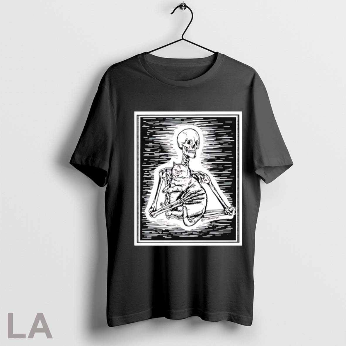 Top Skeleton Hug Cat Shirt