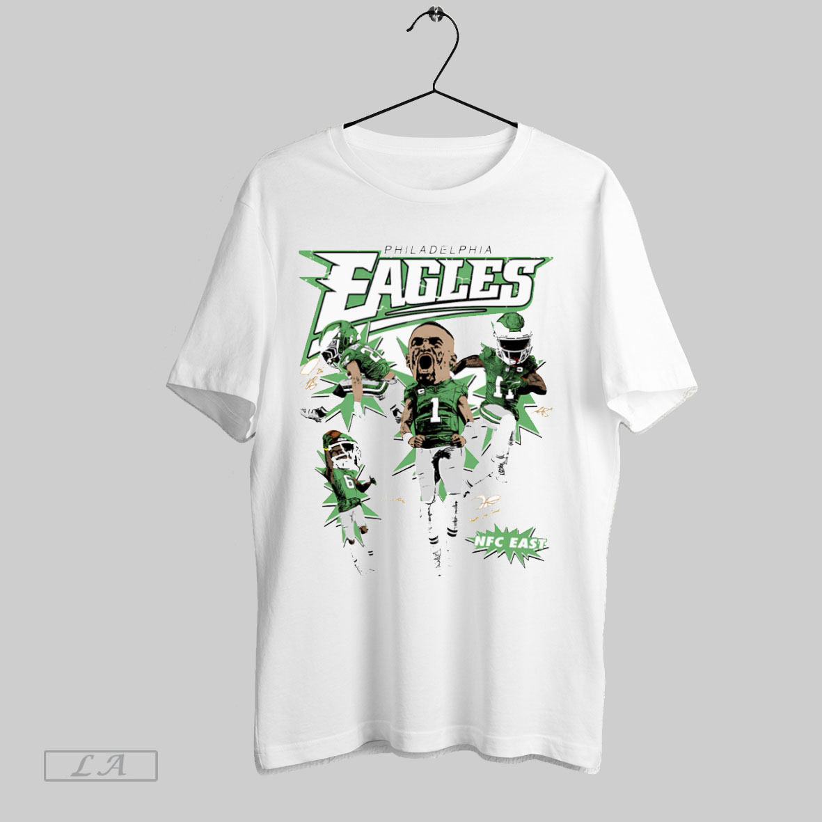 Top Top 2025 Philadelphia Eagles Nfc East Jalen Hurts Devonta Smith And A J Brown Tshirt Shirt
