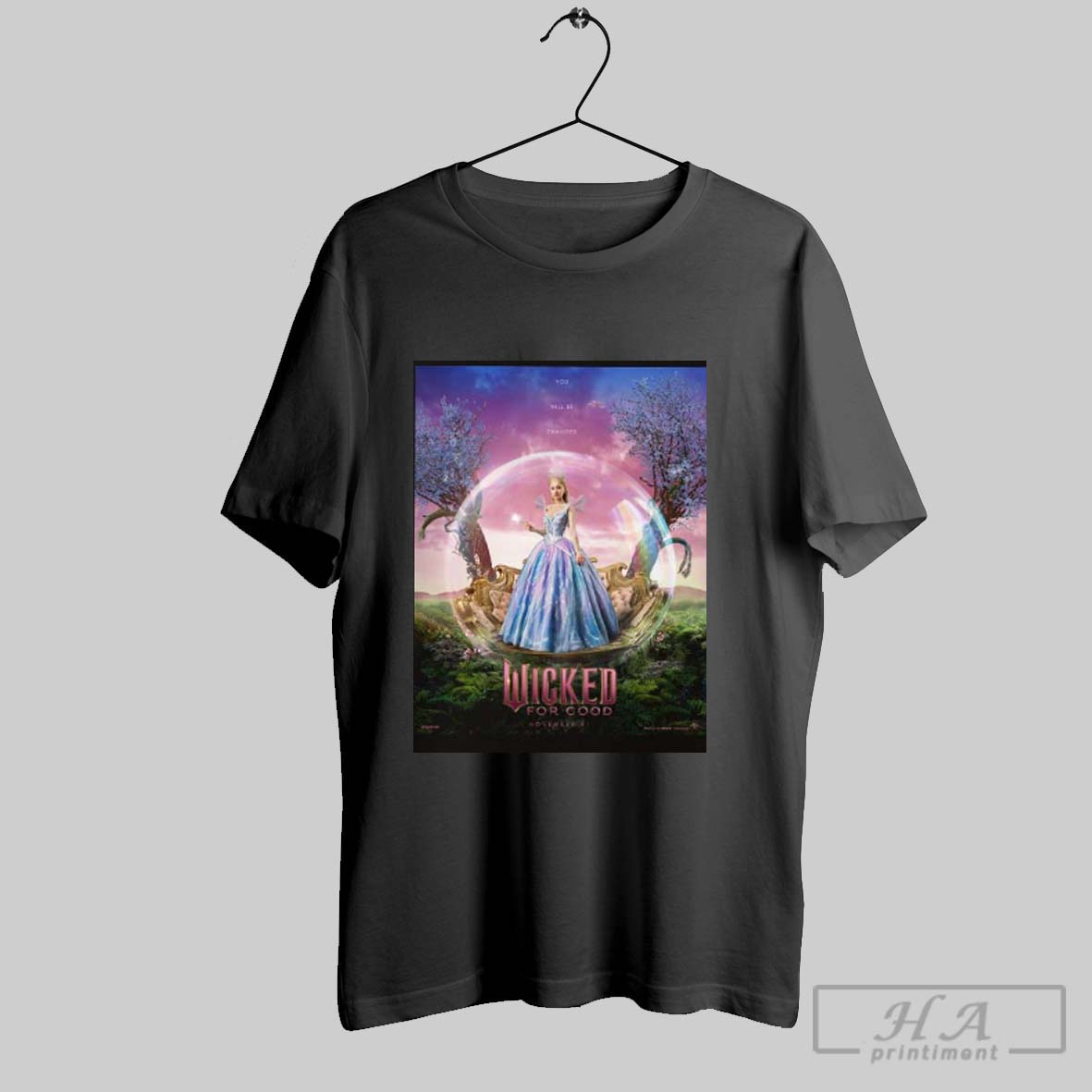 Wicked For Good Movie Poster Tee Featuring Glinda And Elphaba 2025 Film Merch Design Two Sides Unisex T Shirt