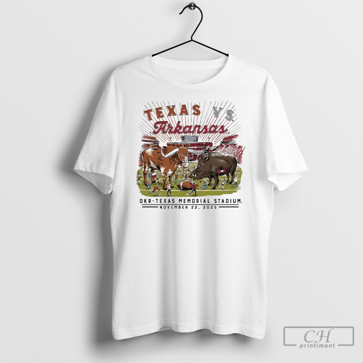 Arkansas Razorbacks Vs Texas Longhorns Dkr Texas Memorial Stadium Nov 22 Game Day 2025 Tee Shirts