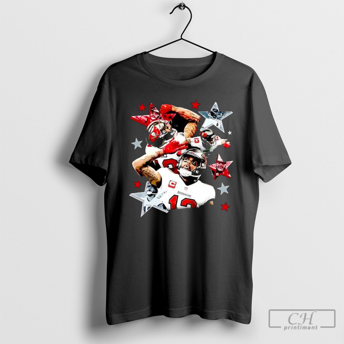 Buccaneers Red And Pewter Stars Football Team Shirt Tee Hoodie