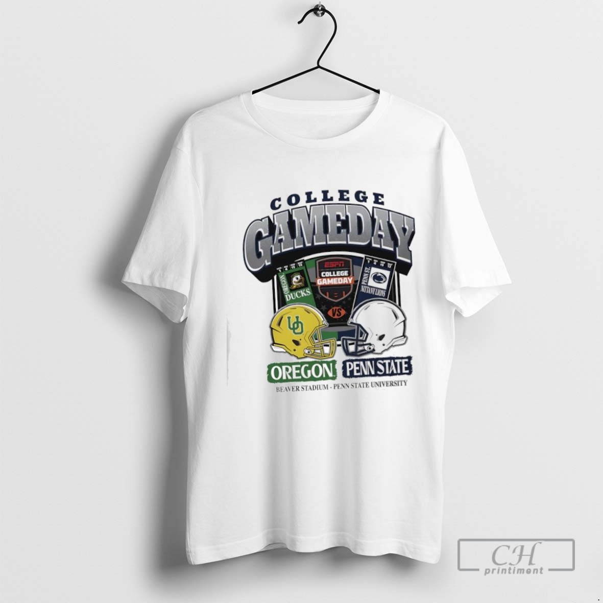 College Gameday Beaver Stadium Oregon Ducks Vs Penn State Nittany Lions Helmet T Shirt