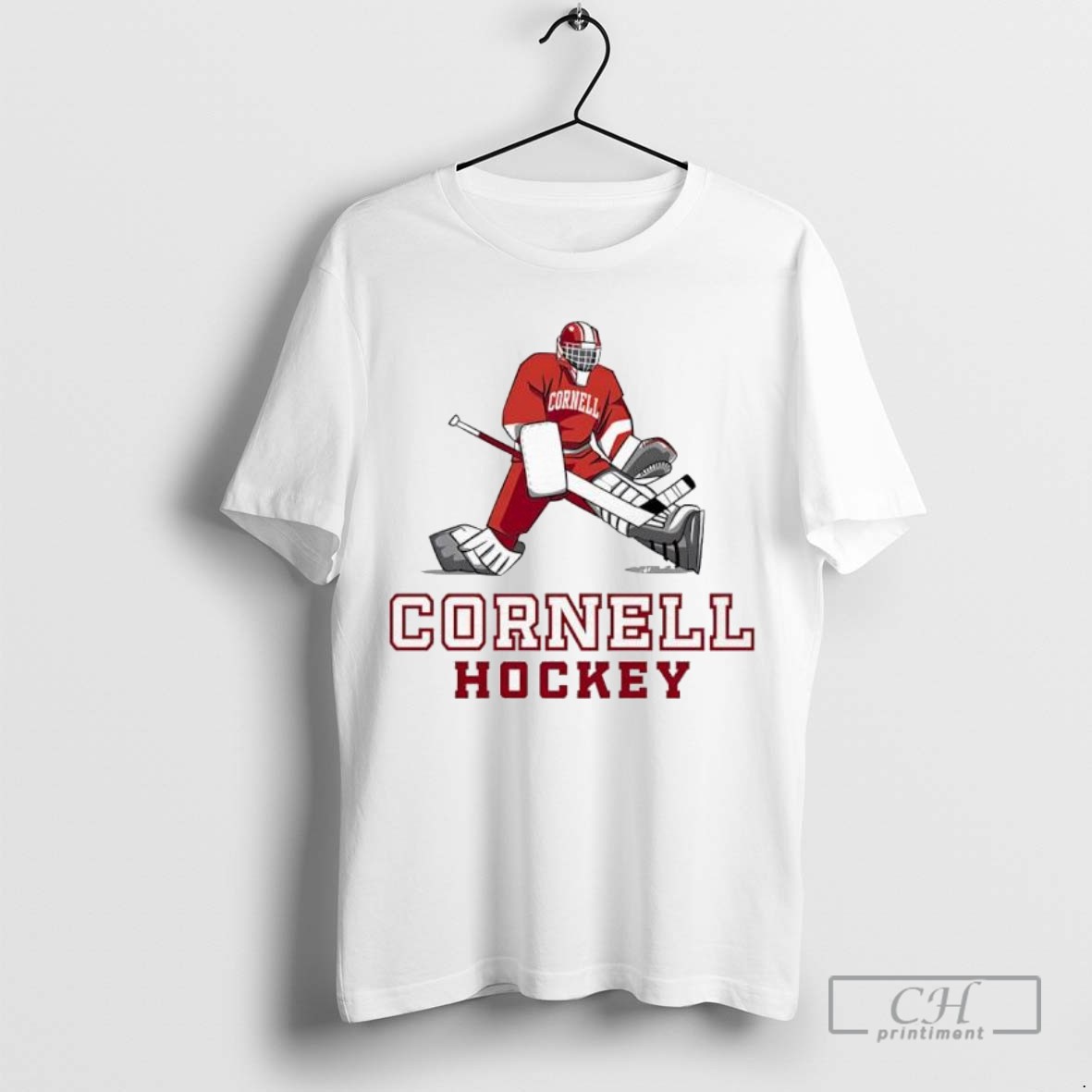Cornell Hockey Goalie Graphic Ladies T Shirt