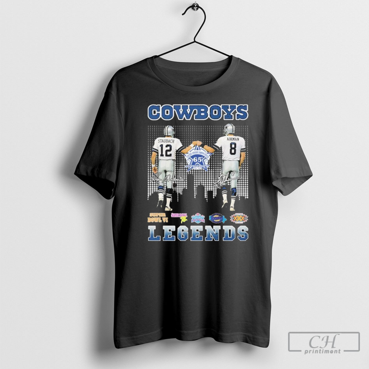 Cowboys Staubach And Aikman Signature Legends T Shirt