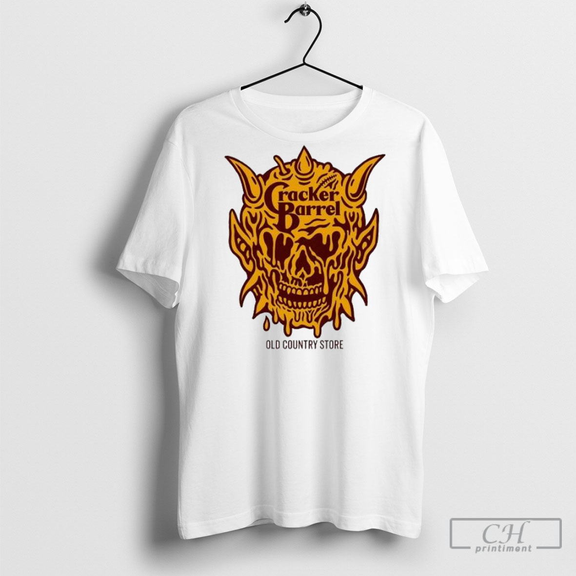 Cracker Barrel Old Country Store Demon Melting Skull Logo Shirt Tee Hoodie