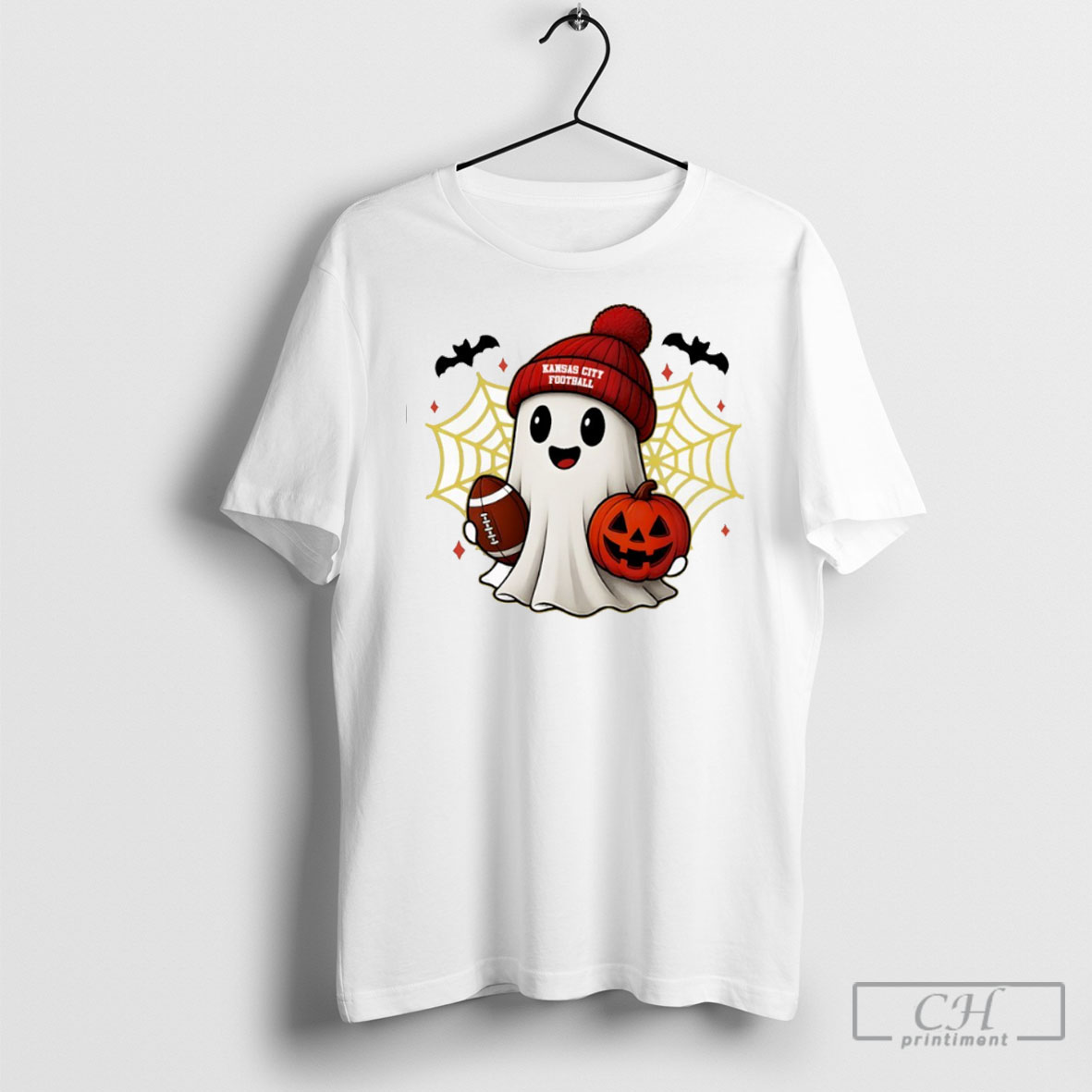 Cute Ghost Football Kansas City Chiefs Happy Halloween T Shirt