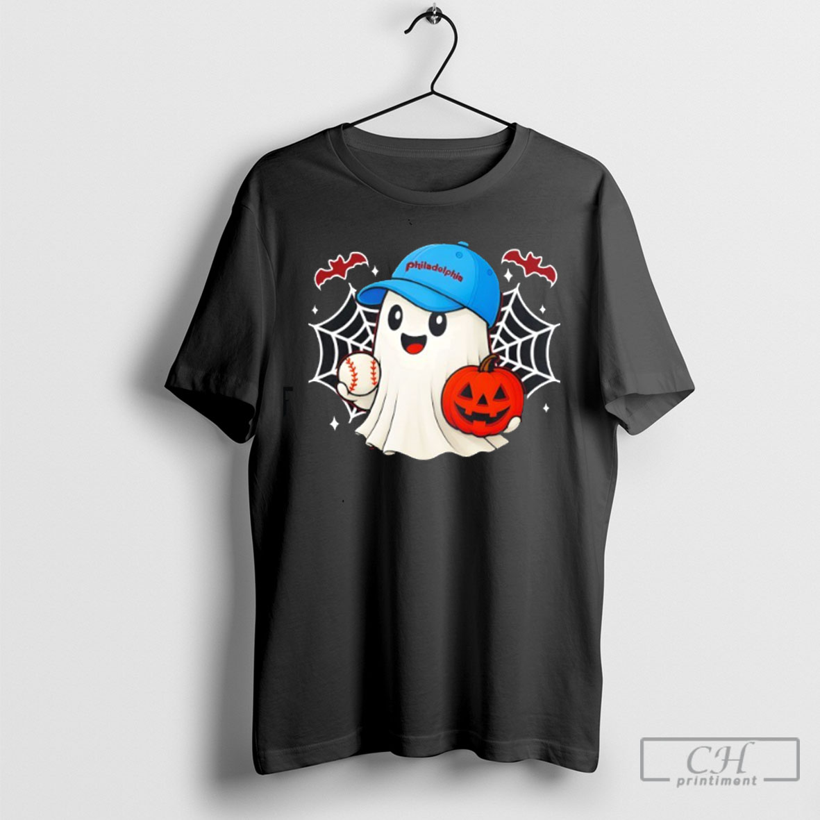 Cute Ghost Philadelphia Baseball Happy Halloween T Shirt