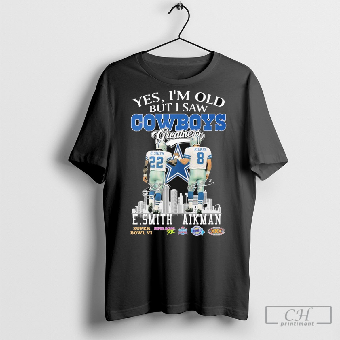 Emmitt Smith And Troy Aikman Yes Im Old But I Saw Dallas Cowboys Greatness Signatures Tee Shirts