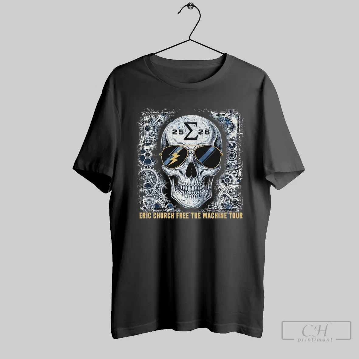 Eric Church Free The Machine Tour 2025 Skull T Shirt Shirt
