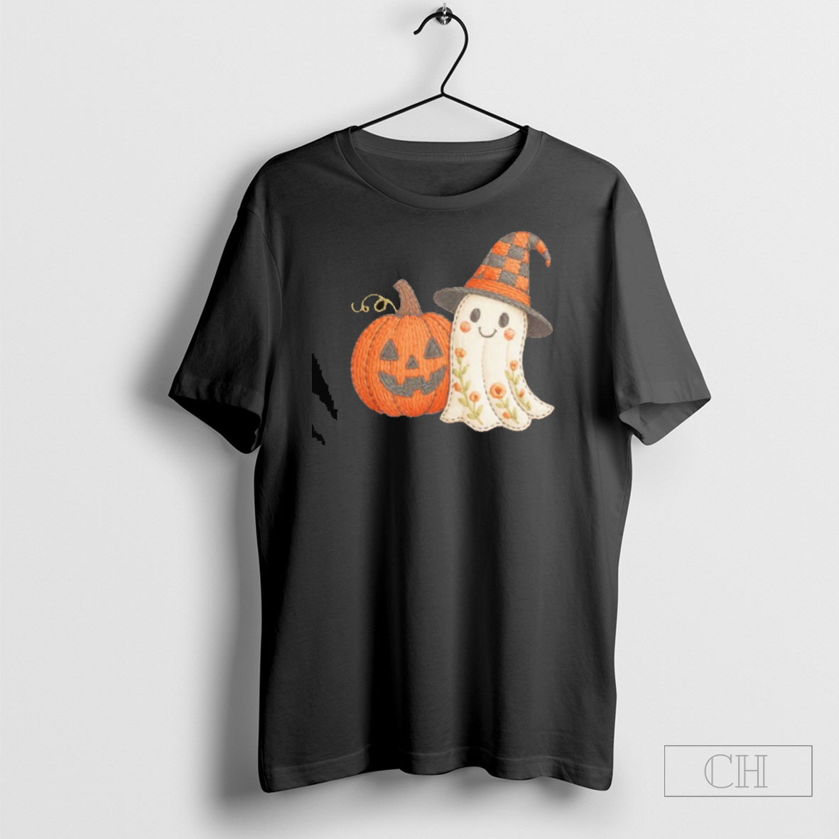 Faux Embroidery Haunted Friends Shirt Tee