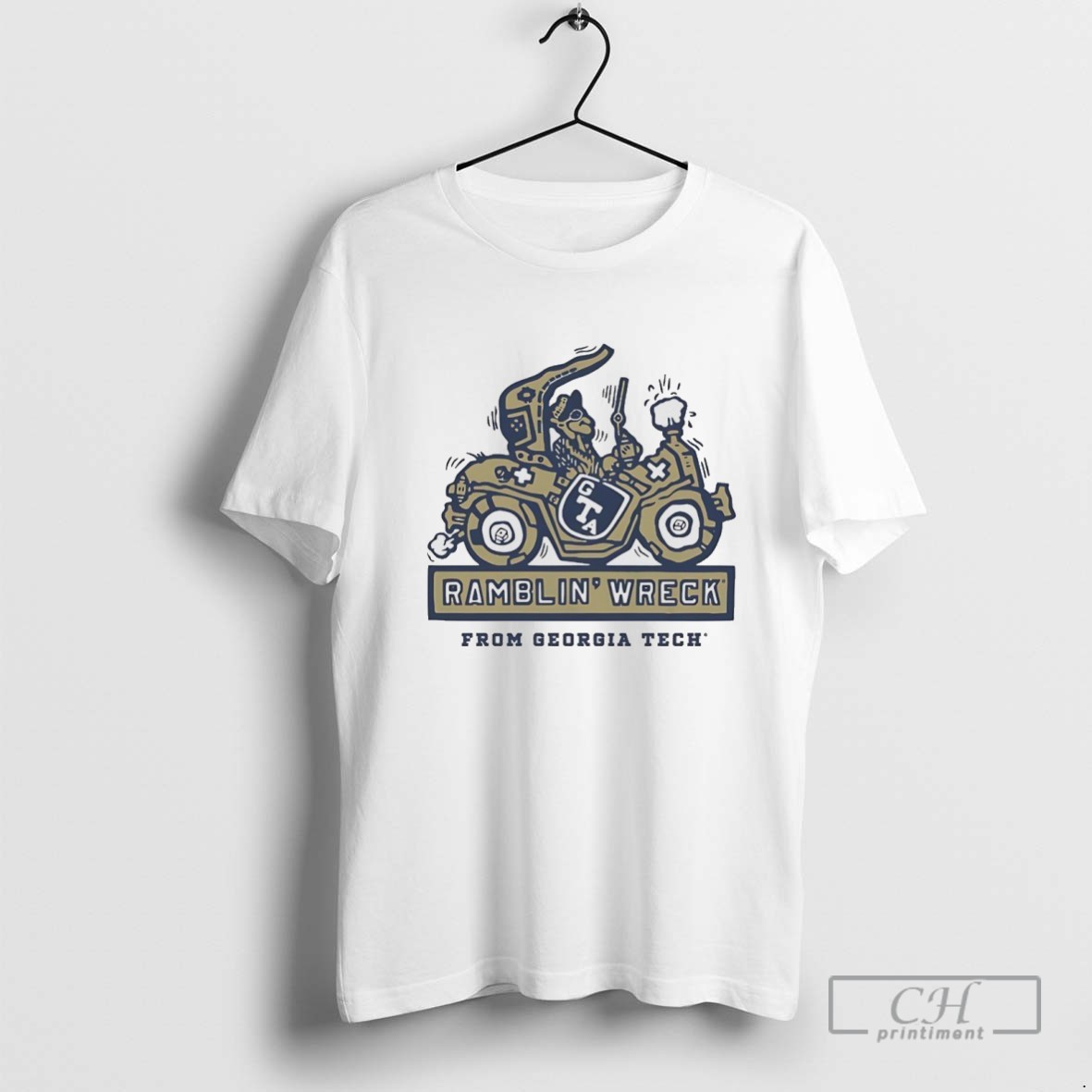 Georgia Tech Football Ramblin Wreck Ringer T Shirt