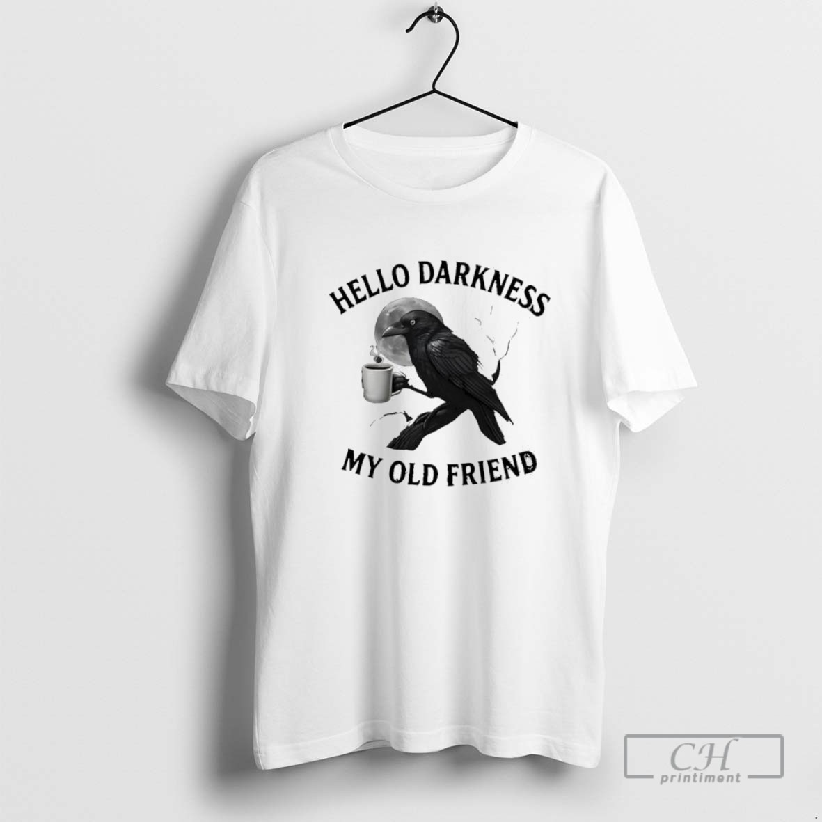 Hello Darkness My Old Friend Crow Coffee Spooky Halloween T Shirt