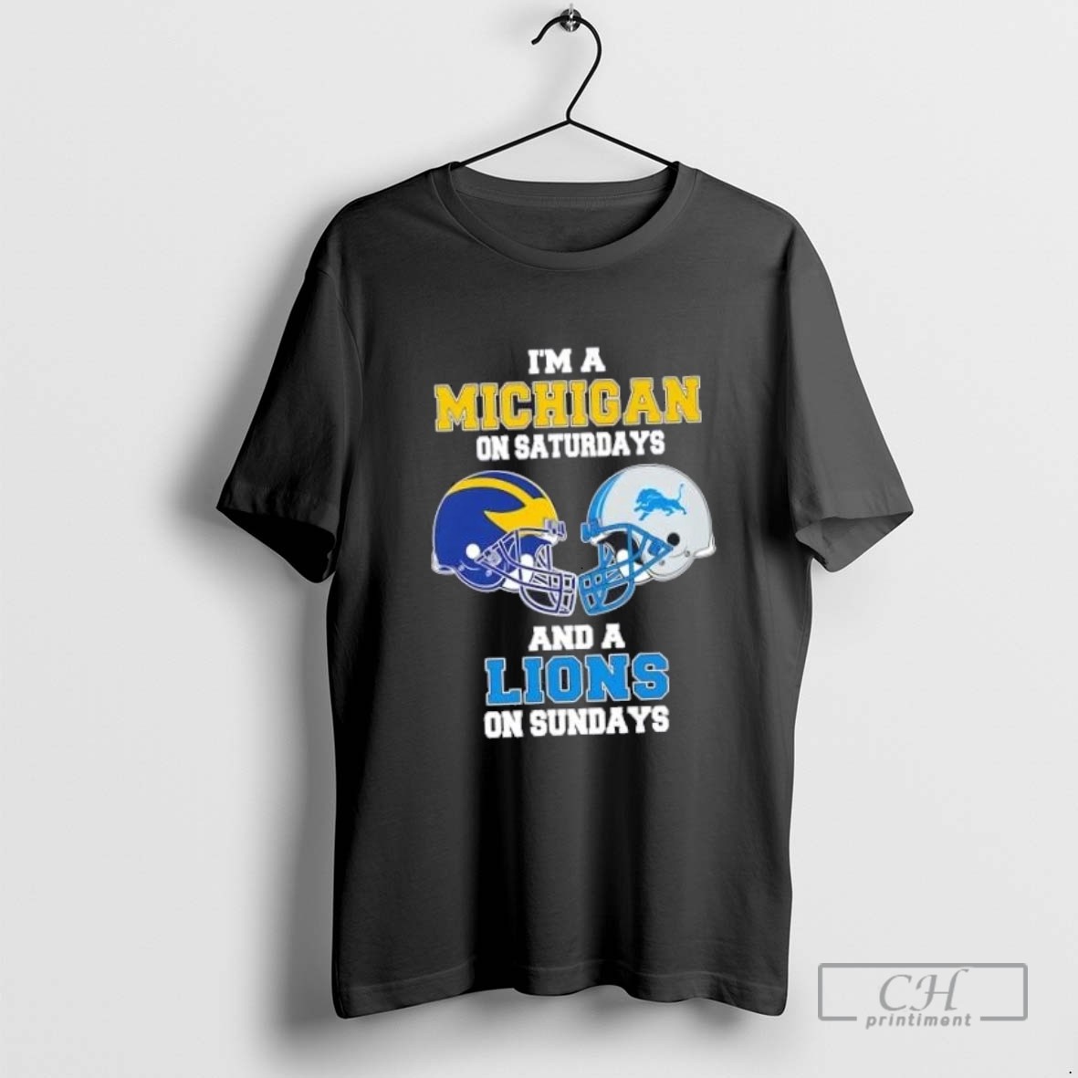 Im A Michigan On Saturdays And A Lions On Sundays Football Helmet T Shirt