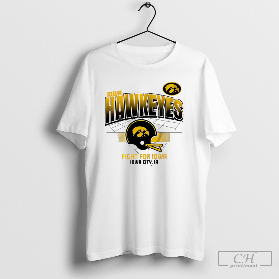 Iowa Hawkeyes Football Fight For Iowa Helmet Grid Shirt Tee Hoodie