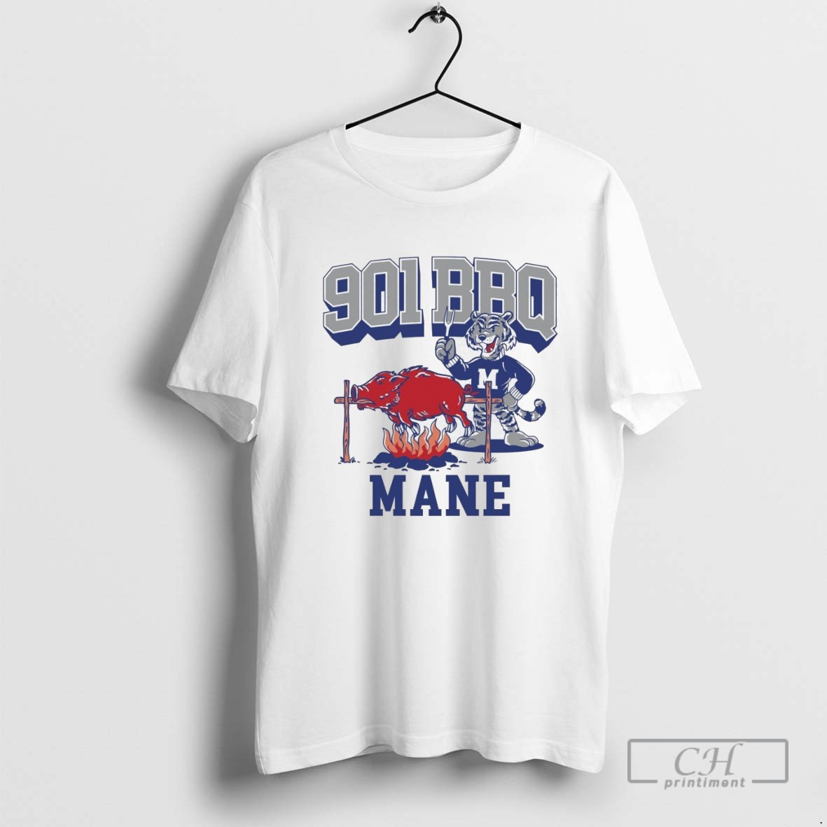 Memphis Tigers Beat Arkansas Razorbacks 901 Bbq Mane Masco T Shirt