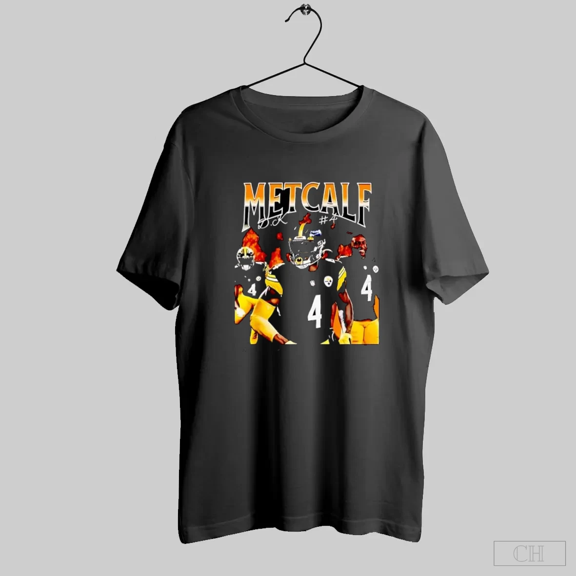 Metcalf D K 4 Football Player On Fire S Black T Shirt