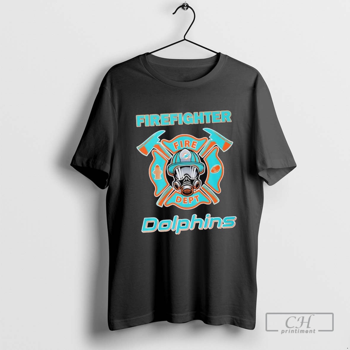 Miami Dolphins Firefighter Fire Dept Logo T Shirt