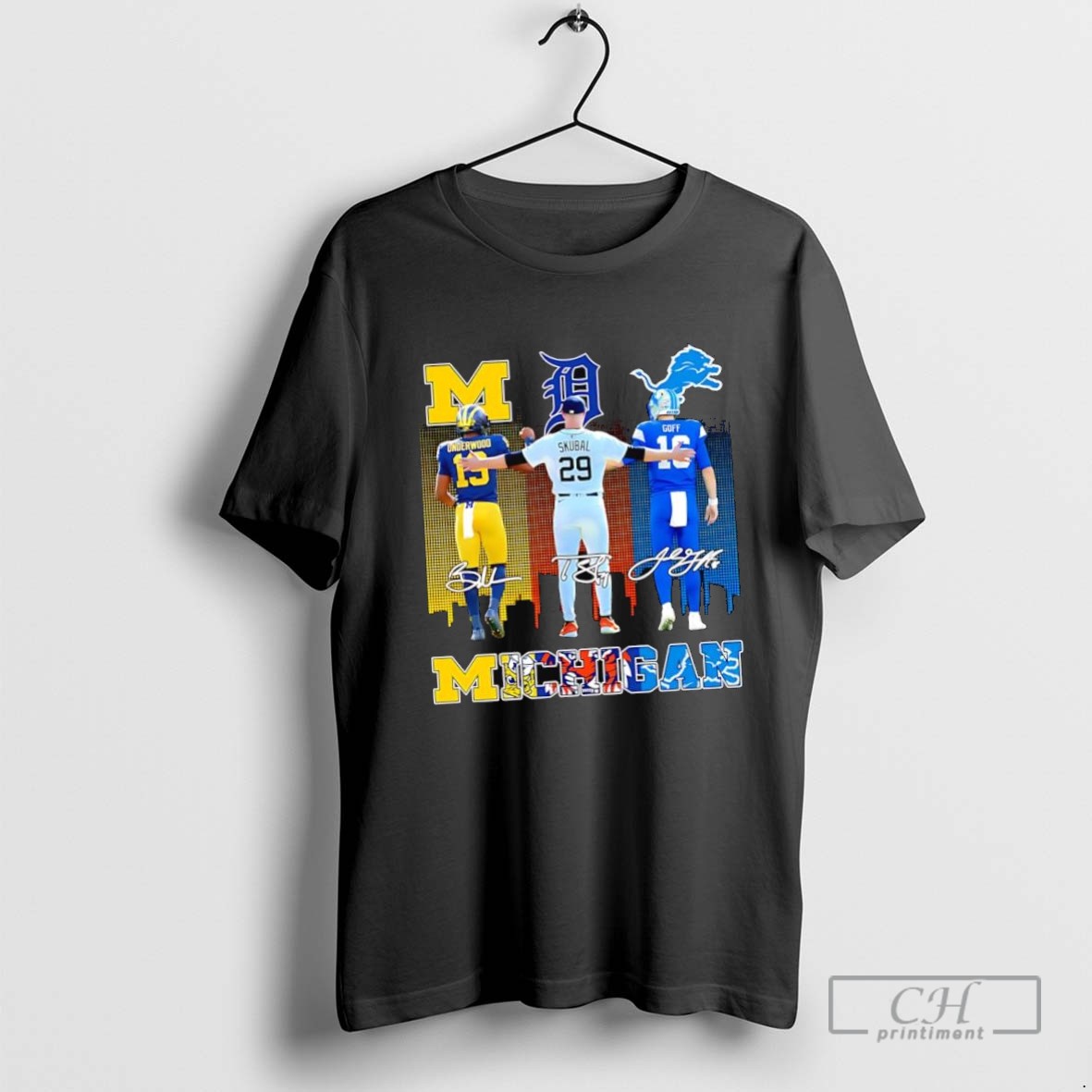 Michigan Sports Michigan Wolverines X Detroit Lions X Detroit Tigers Signatures Players T Shirt