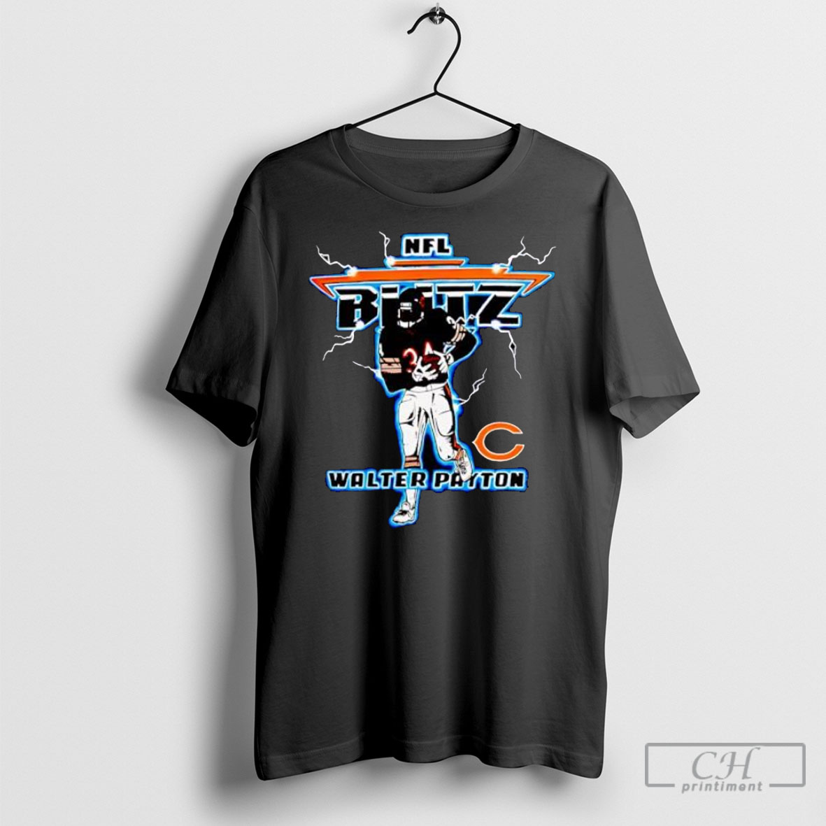 Nfl Blitz Walter Payton Chicago Bears Football Lightning Graphic Shirt Tee Hoodie