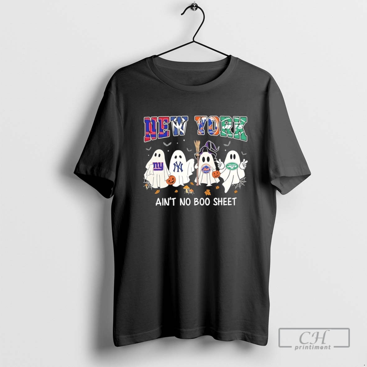 New York Sports Teams Giants Yankees Mets And Jets Aint No Boo Sheet Halloween T Shirt