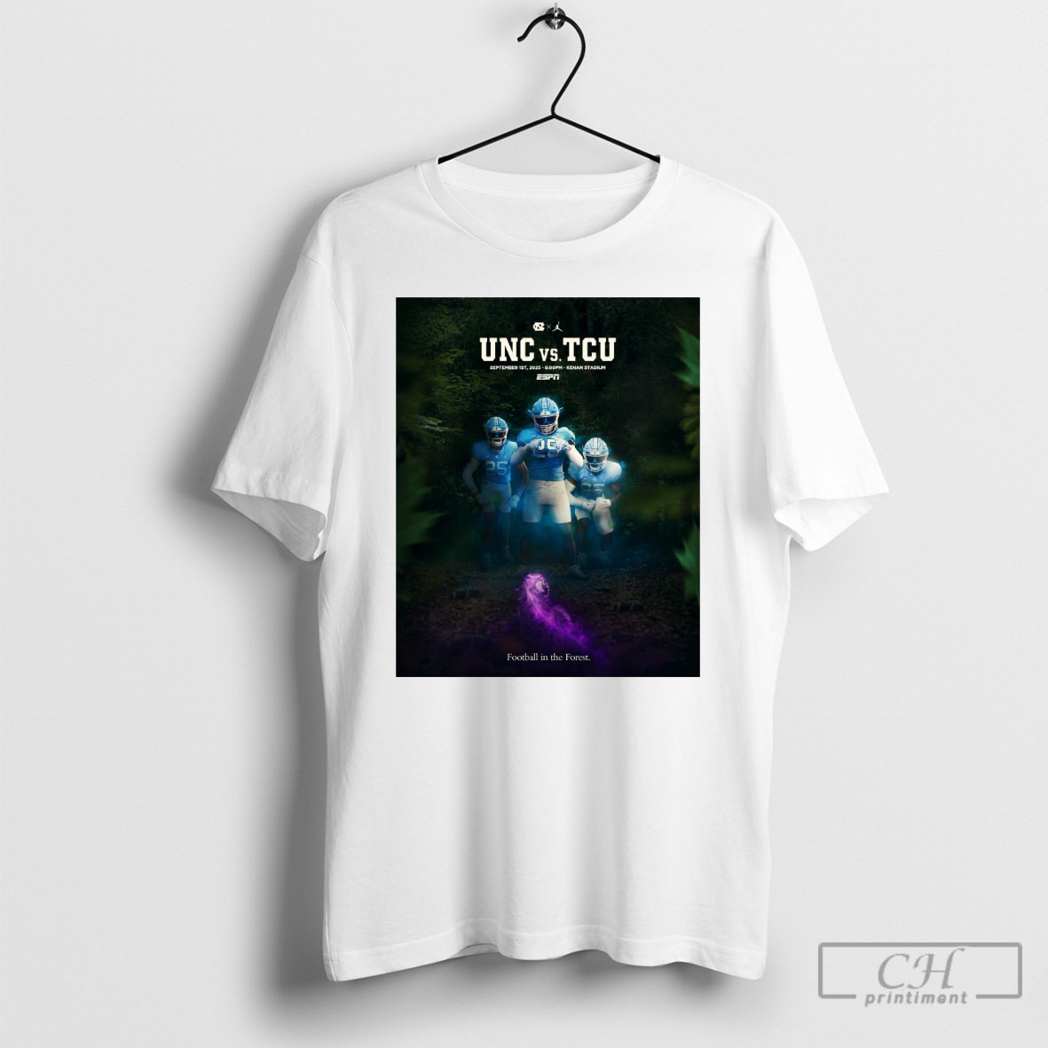 North Carolina Tar Heels Vs Tcu Horned Frogs September 1st 2025 Kenan Stadium Football In The Forest Poster Shirt