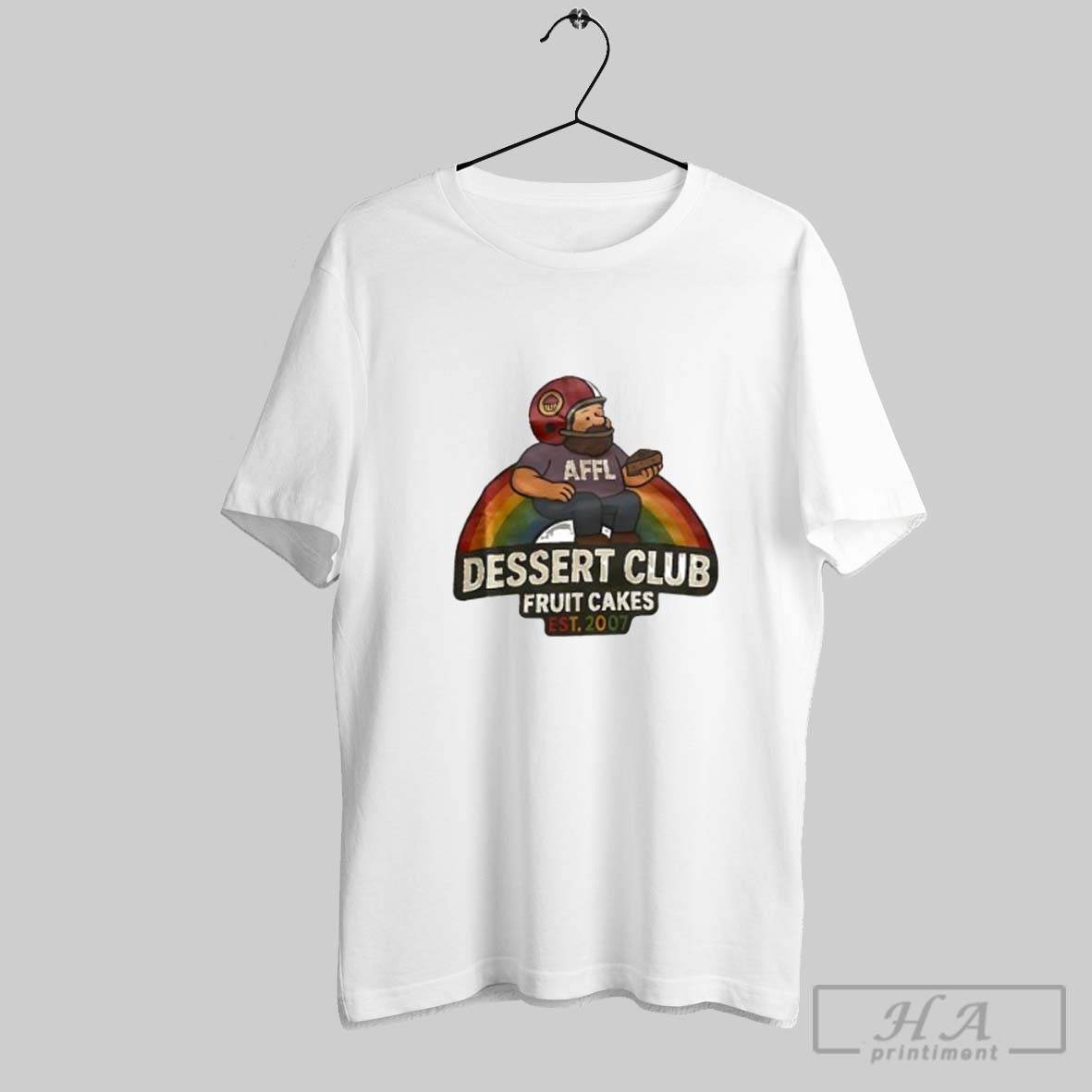 Official Affl Dessert Club Fruit Cakes Est 2007 Rainbow Football Player Posters White Tee Shirt