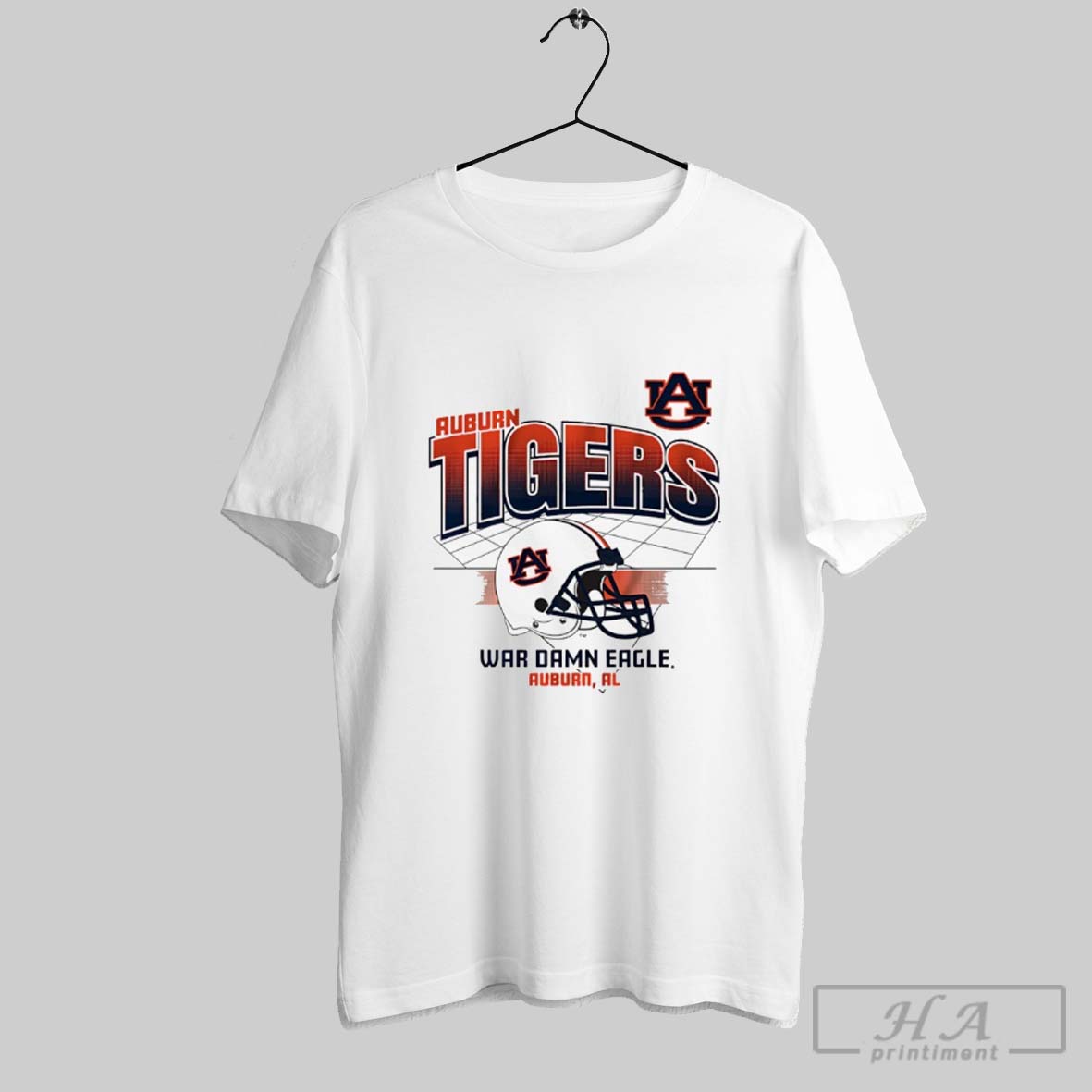 Official Auburn Tigers Football War Damn Eagle Helmet Grid T Shirt