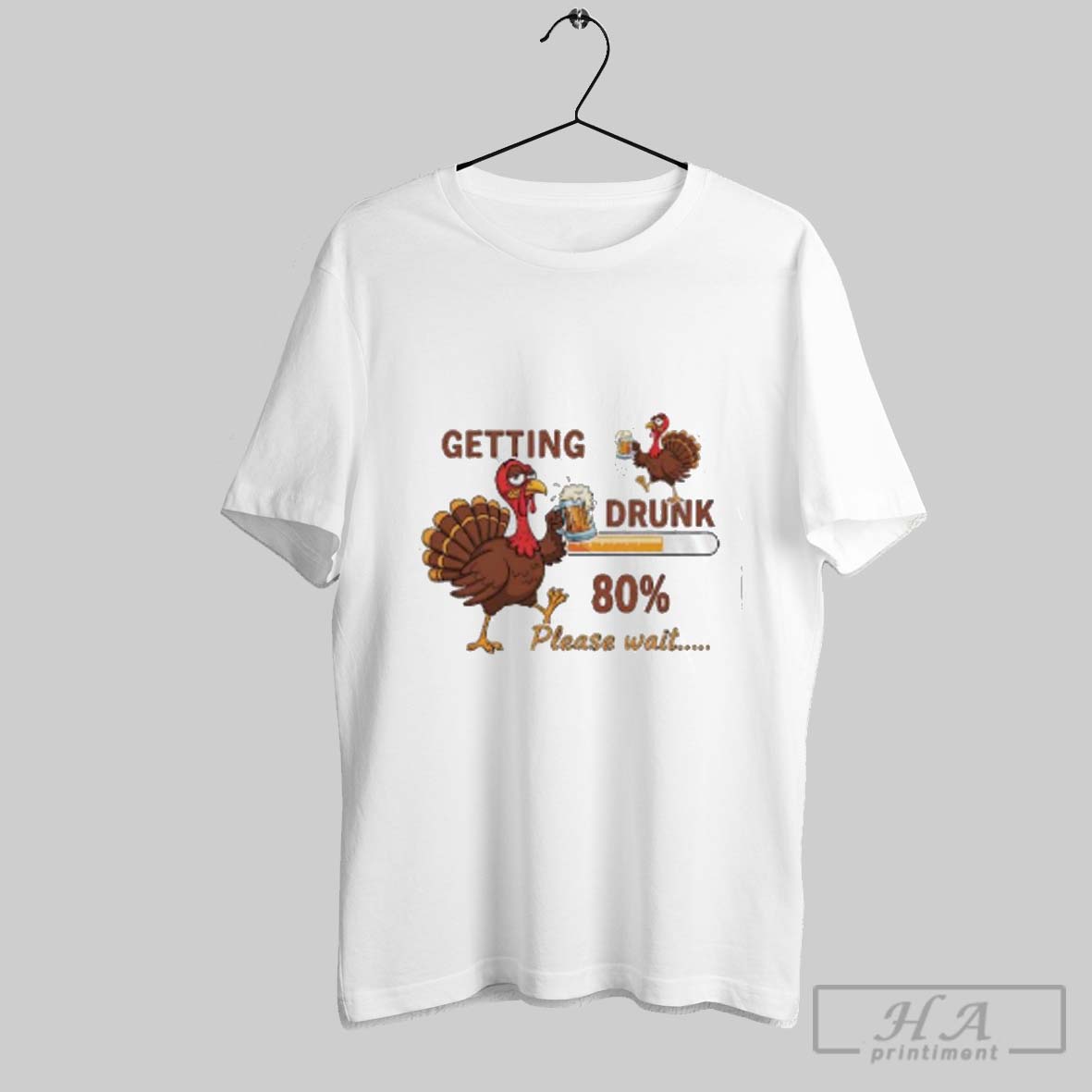 Official Beer Holding Turkey Getting Drunk 80 Percent Please Wait Funny Shirt
