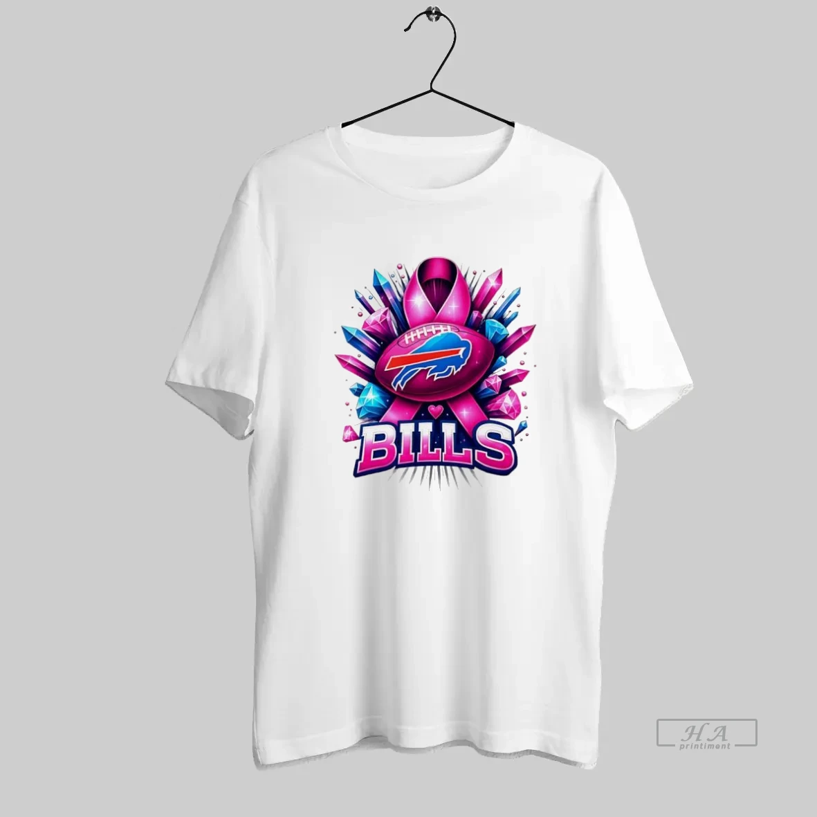 Official Buffalo Bills Nfl Fight Like A Bills Football Pink Ribbon Gemstone T Shirt