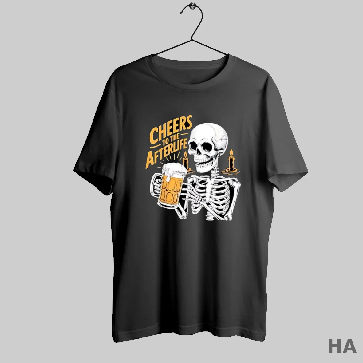 Official Cheers To The Afterlife Skeleton Holding Beer Halloween T Shirt